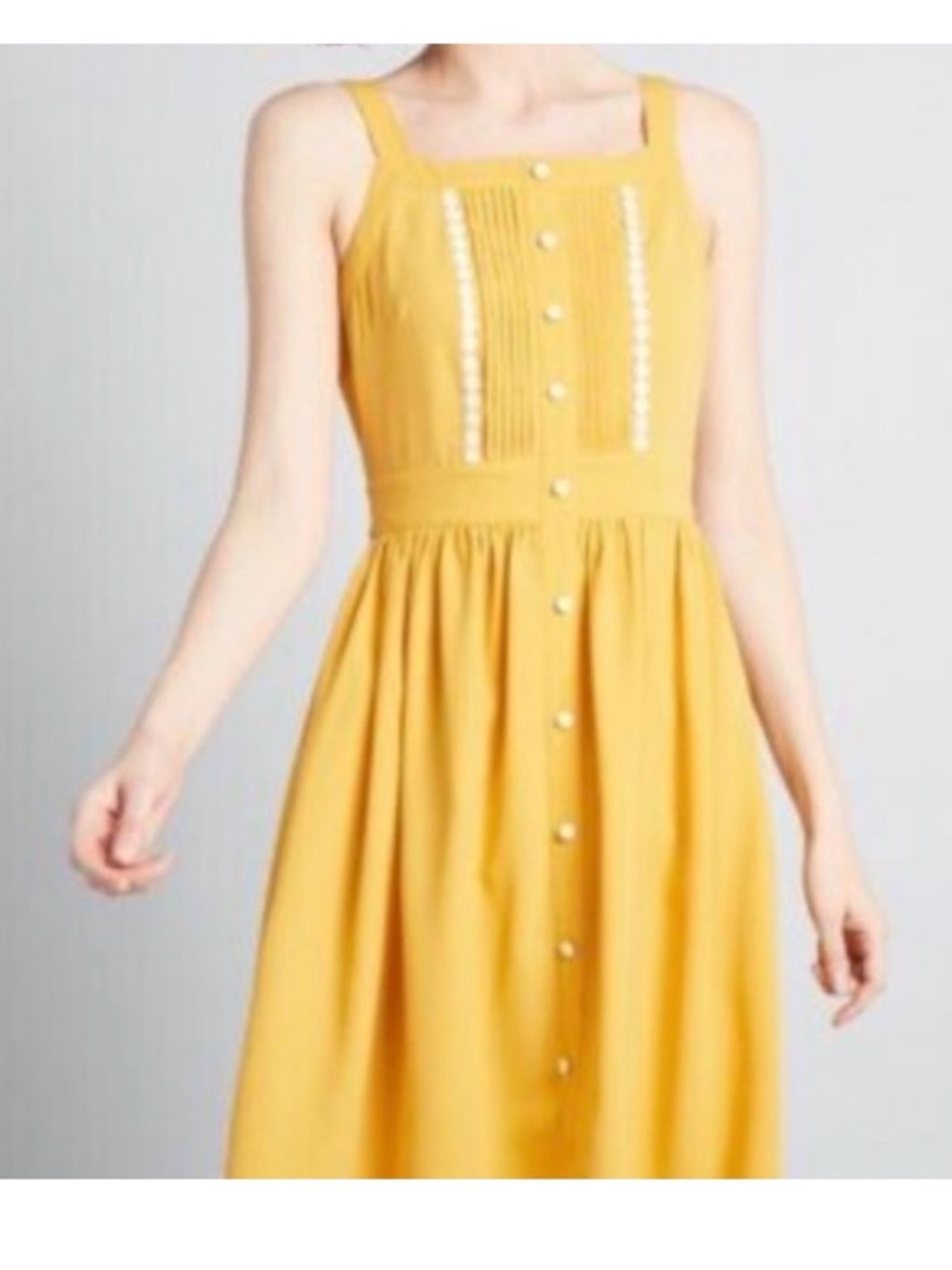 Modcloth Sunlit Yellow Button-Down Midi Sundress
